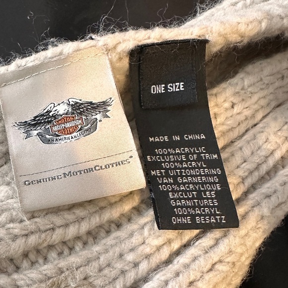 Harley-Davidson Knit Scarf Hat OS Oatmeal Cream Cable Women’s - Picture 7 of 15
